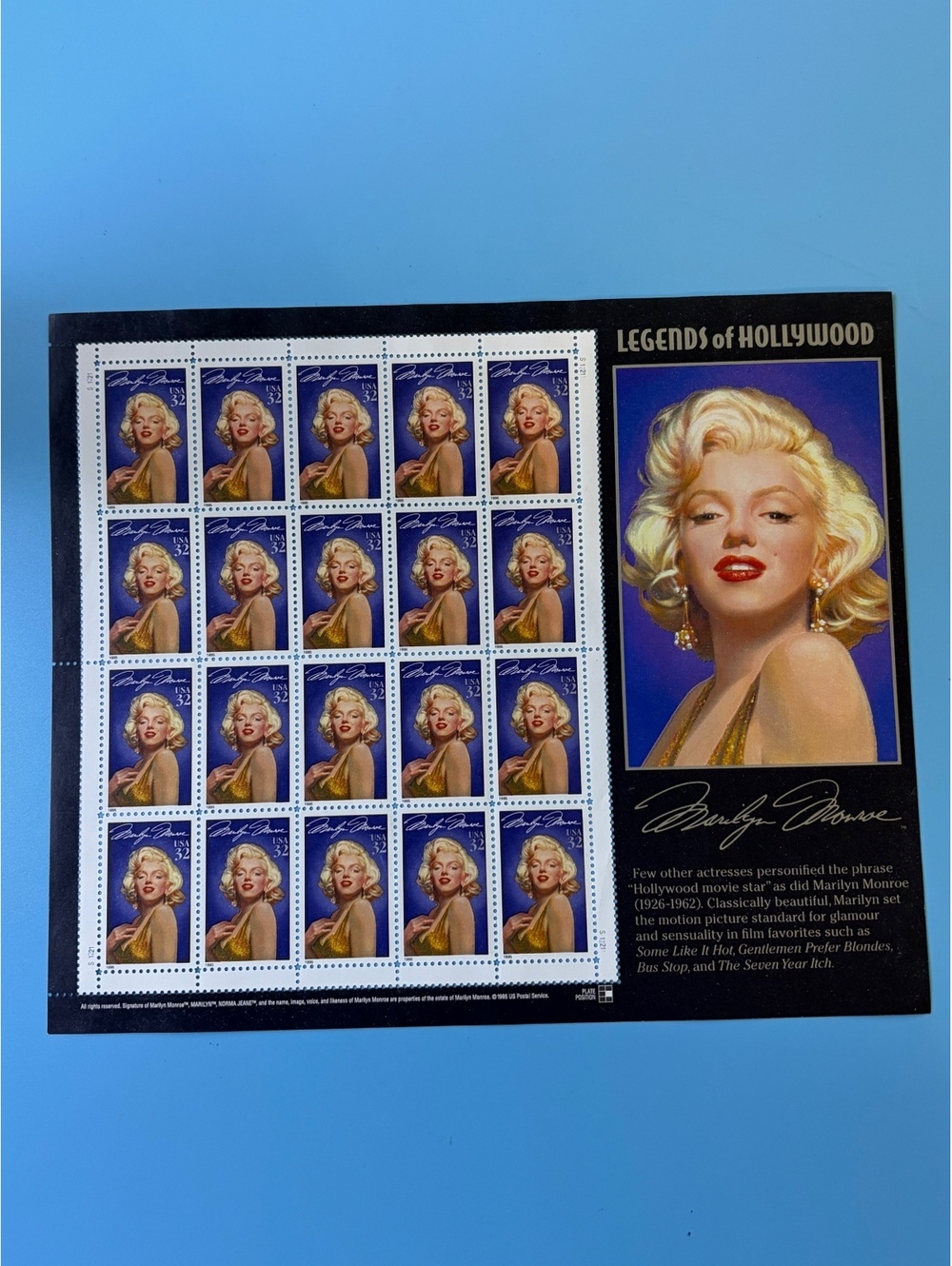 New Marilyn Monroe Legends Of Hollywood 32 Cent postage Stamp Set Of 20